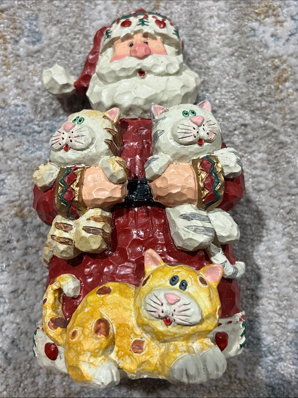 Festive Red Santa Cat Figurine — Holiday Cat Decor